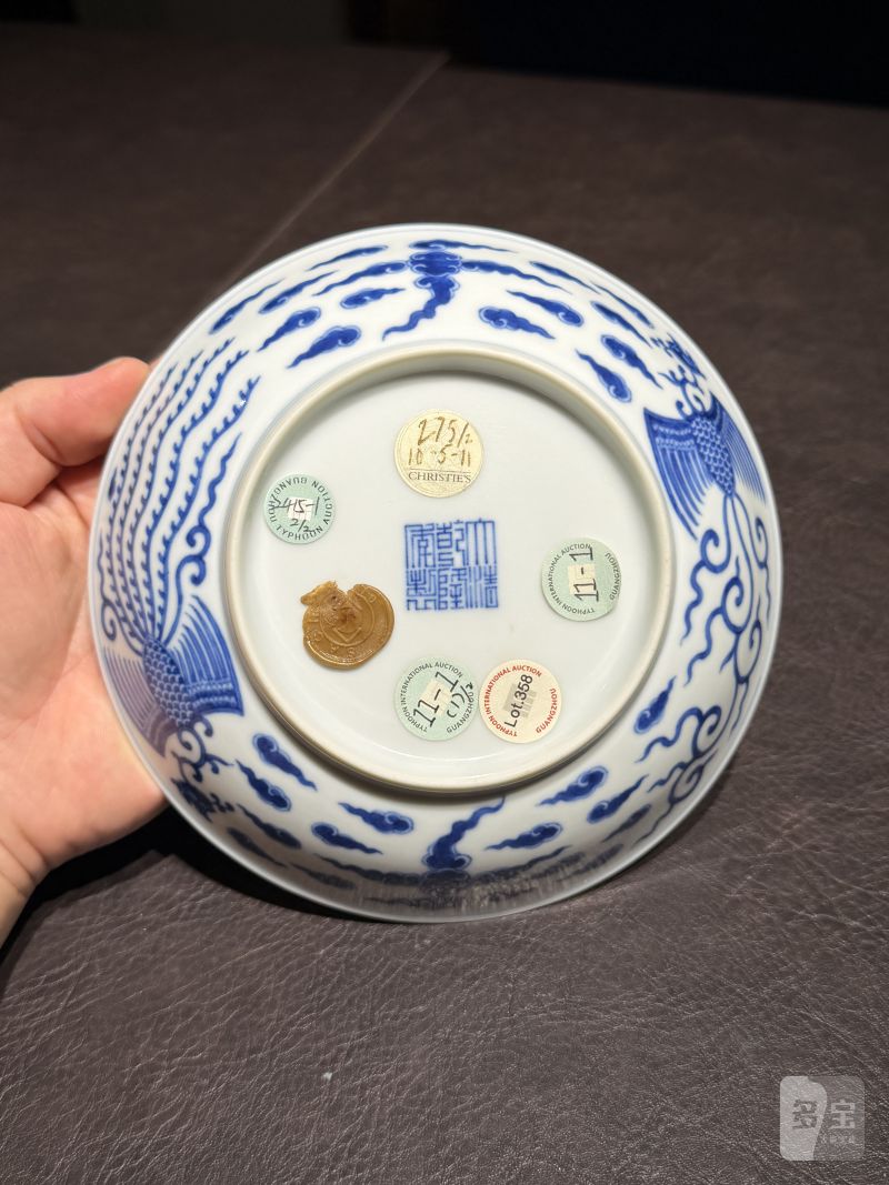 清乾隆 青花对头凤纹盘一对 - 图25
